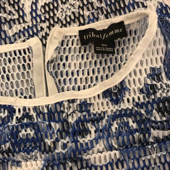 Tribal Femme • Mesh Shift Dress Mini Boat Neck • Sz L - Picture 9 of 10